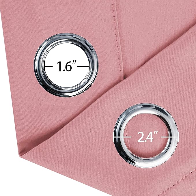 LEMOMO Pink Thermal Blackout Curtains/52 x 108 Inch/Set of 2 Panels Room Darkening Curtains for Bedroom