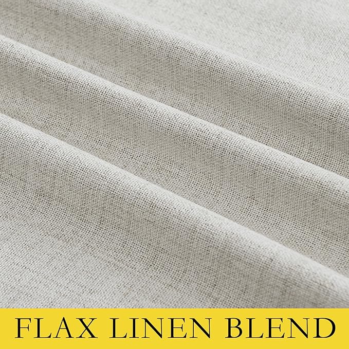 NICETOWN Snowbound Vintage Linen 100% Blackout Curtains for Living Room, Thermal Insulated Curtains 84" Long, Noise Reducing Window Treatment Drapes for Dining Room, 62" Wide Per Panel, Set of 2