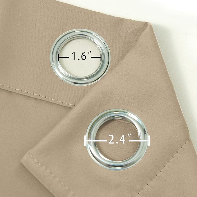 LEMOMO Beige Thermal Blackout Curtains/38 x 63 Inch/Set of 2 Panels Room Darkening Curtains for Bedroom