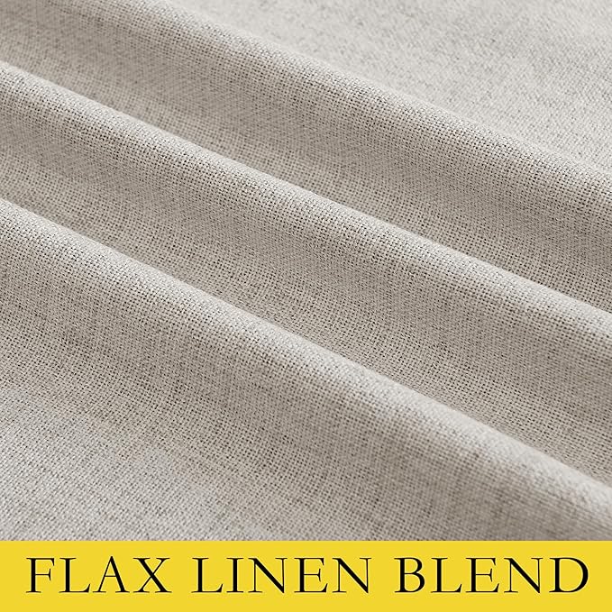 NICETOWN Brich Vintage Open Linen Weave Flax Thermal Curtains, 100% Blackout Curtains 72" Long for Dining Room, Soundproof Window Treatment Drapes for Hall Room, 52" Wide Per Panel, Set of 2