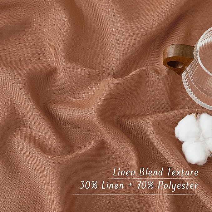 NICETOWN Caramel Linen Curtains for Kitchen, Thick Flax Small Window Treatments Semi Sheer Privacy Assured with Light Through for Cafe/Bathroom, W34 x L96, 2 Panels