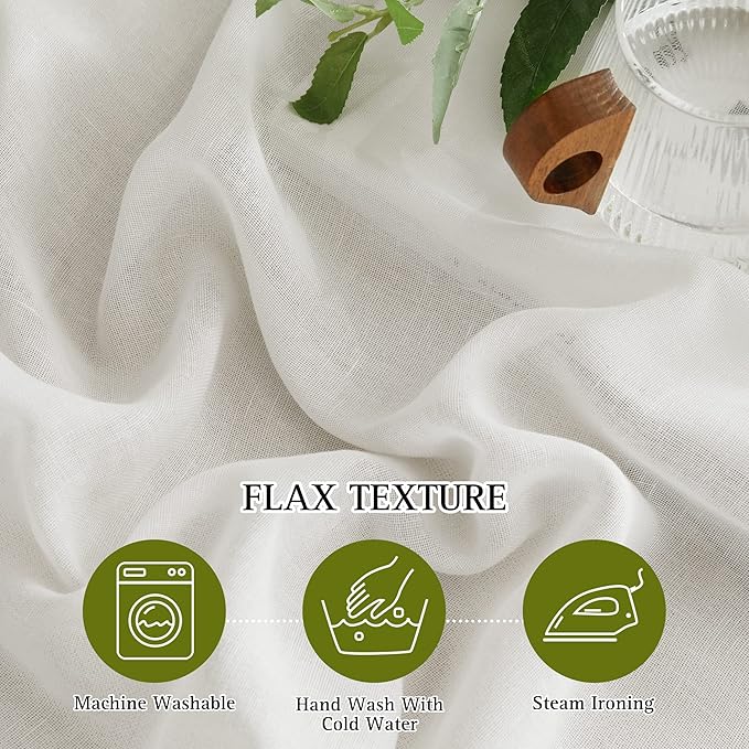 NICETOWN Linen Curtains 135 inches Length for Living Room, Grommet Linen Blend Window Treatments Privacy with Light Filtering for Bedroom/Farmhouse, W52 x L135, 2 Panels, Natural