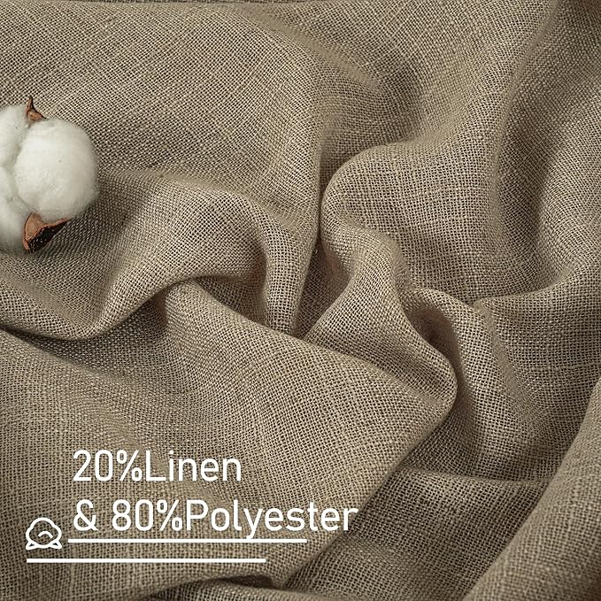 LAMIT Taupe Linen Curtains 90 Inch Length for Living Room, Soft Thick Linen Textured Window Panels Semi Sheer Light Filtering Bronze Grommet Farmhouse Country Decor Drapes, 2 Panels, 52 x 90 Inch