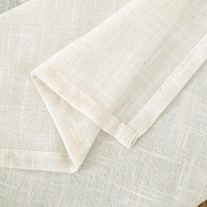 LAMIT Cream Linen Curtains 40 Inch for Small Window, Light Filtering Neutral Semi Sheer Window Boho Curtains Back Tab and Rod Pocket Panels for Kitchen/Living Room, 2 Panels, 34 x 40 Inch