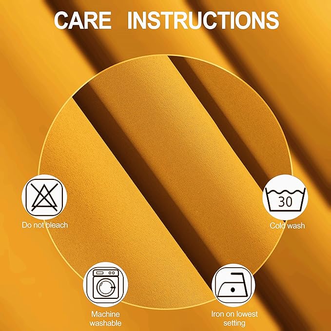 LEMOMO Yellow Thermal Blackout Curtains/52 x 63 Inch/Set of 2 Panels Room Darkening Curtains