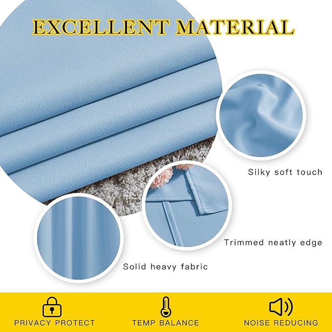 NICETOWN Patio Blackout Curtain Panels - Thermal Insulated Grommet Blackout Drapes Light Blinds Room Darkening Window Treatments for Villa/Cottage (2 Panels, W80 x L95, Blue)
