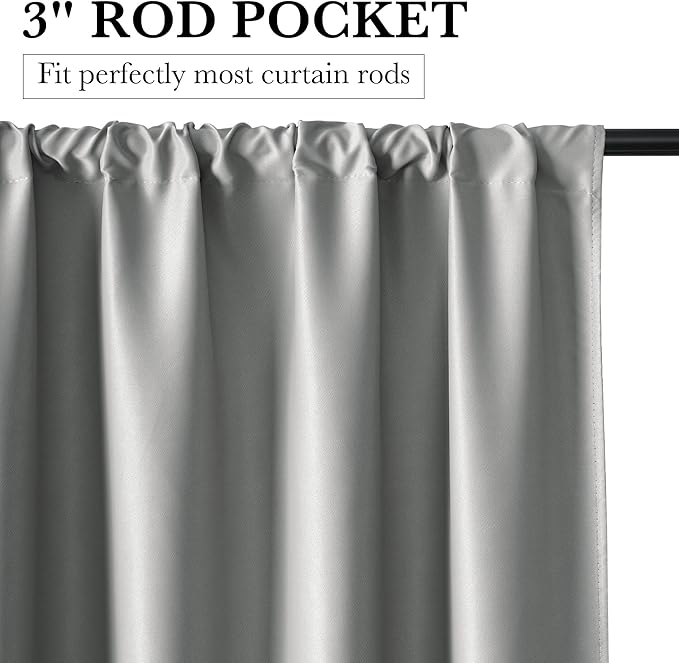 RYB HOME 100% Blackout Short Curtains for Small Window, Thermal Insulated Total Room Darkening Noise Reducing Curtains for Kitchen Bathroom Basement, 42 inches Wide by 36 inches Long, Silver Grey