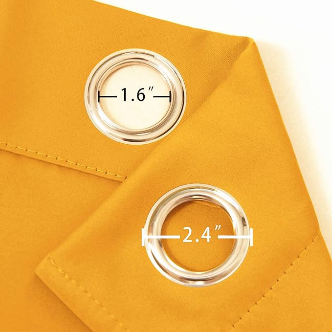 LEMOMO Yellow Thermal Blackout Curtains/52 x 63 Inch/Set of 2 Panels Room Darkening Curtains