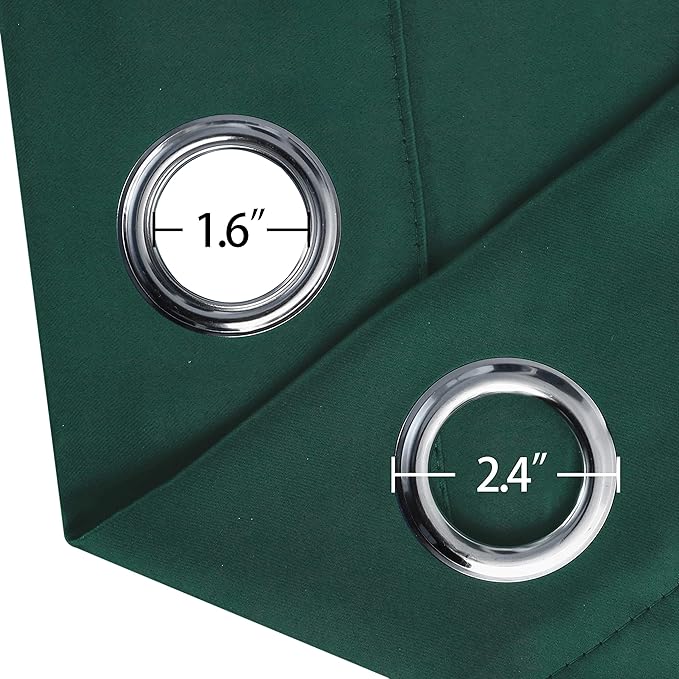 LEMOMO Dark Green Thermal Blackout Curtains/42 x 95 Inch/Set of 2 Panels Room Darkening Curtains for Bedroom