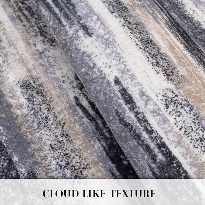 Lansny Modern Abstract Entryway Rug Indoor 2x3 Washable Rug Non-Slip Soft Small Area Rug Grey Black Multi Kitchen Mats Thin Print Faux Wool Floor Carpet Throw Rugs for Entrance Bedroom Home Decor