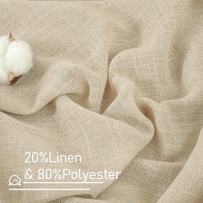 LAMIT Natural Linen Semi Sheer Curtains 63 Inch for Bedroom, Light Filtering Curtains Farmhouse Boho Bronze Grommet Drapes for Dining Room, 2 Panels (38 x 63 Inch, Linen)