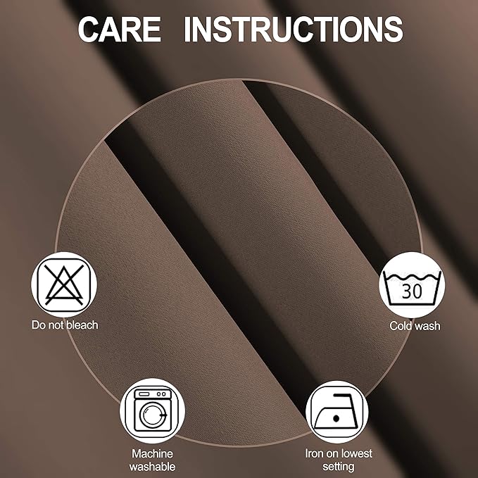 LEMOMO Chocolate Brown Thermal Blackout Curtains/42 x 95 Inch/Set of 2 Panels Room Darkening Curtains for Bedroom