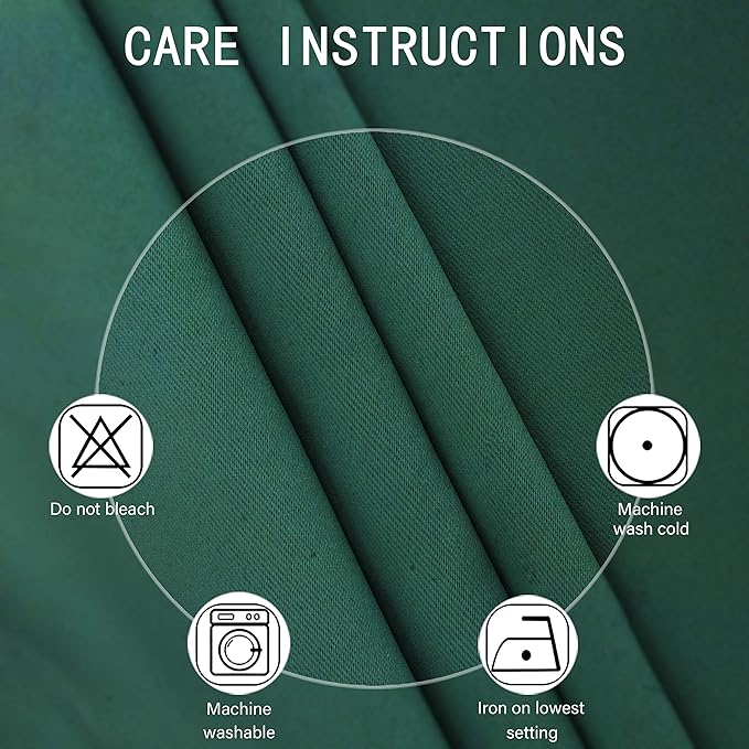 LEMOMO Dark Green Blackout Curtains/42 x 63 Inch/Set of Two Panels Grommet Bedroom Curtains