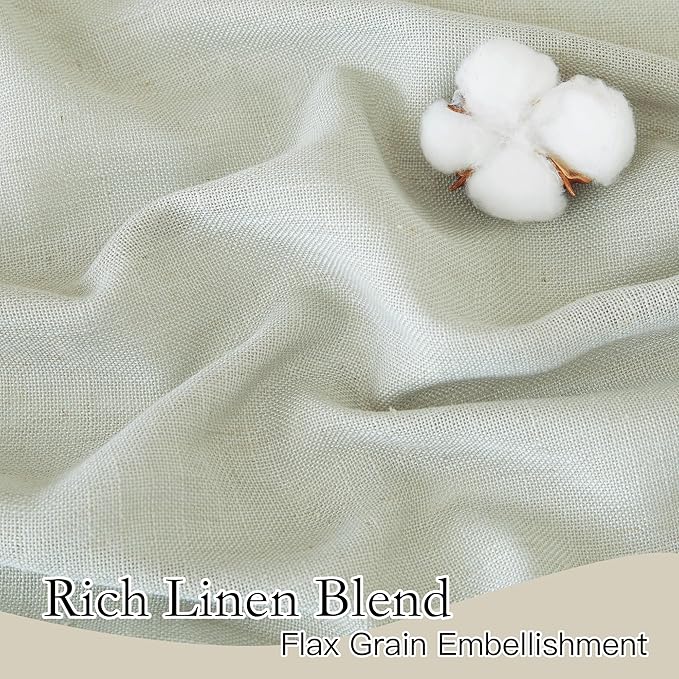 RYB HOME Semi Sheer Linen Curtains Extra Wide Curtains 108" Length, Linen Blend Elegant Light Filtering Privacy Protected Panels for Farmhouse/Living Room, Sage Green, 52" W x 108" L, 2 Panels