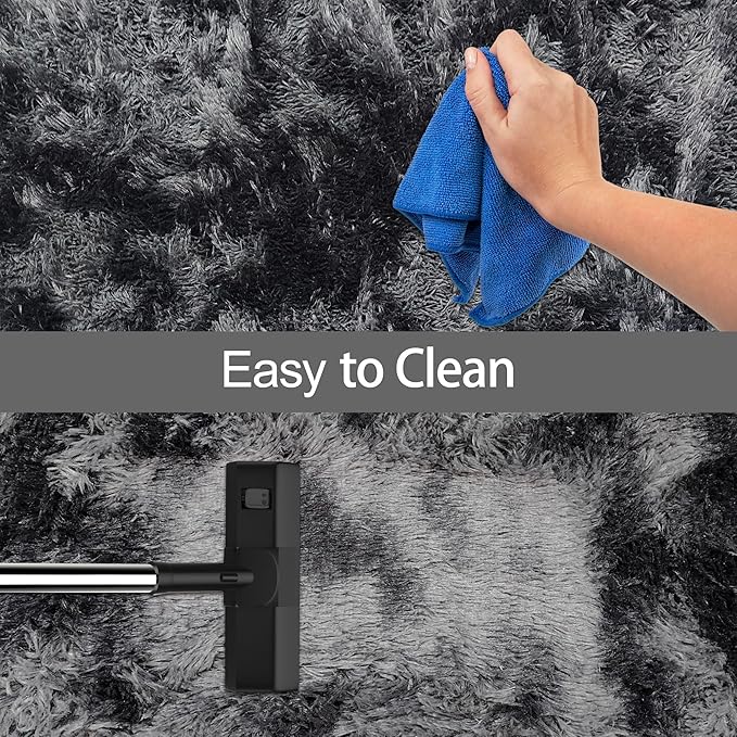 Black Grey Tie-Dyed Rug for Living Room 5x8 Fluffy Area Rug Mat Bedside Throw Rug for Bedroom Kids Room Boys Teens Nursery Baby Dorm Office Home Decor Aesthetic Carpets