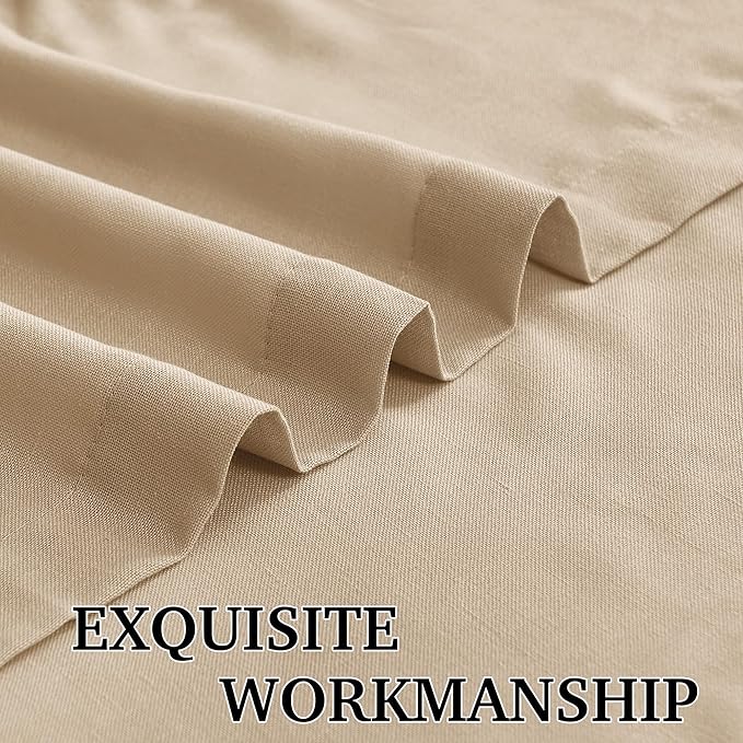 RYB HOME Boho Curtains 84 inches Long, Soft Linen Woved Lightweight Back Tab Light Filtering Fabric Shades for Dining Room Guest Room, W 52 x L84 inches, 2 Panels Set
