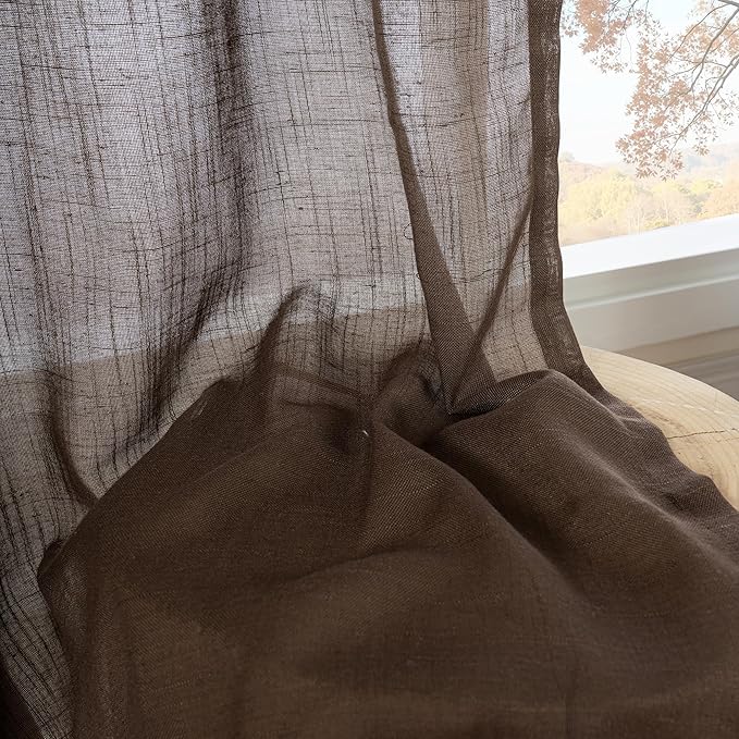BGment Extra Long 108 Inch Length Curtains for Living Room Windows, Linen Brown Drapes Rustic Country Textured for Farmhouse Bedroom Decor Lightweight Rod Pocket, 2 Panels Set, Each 52 Inch Wide