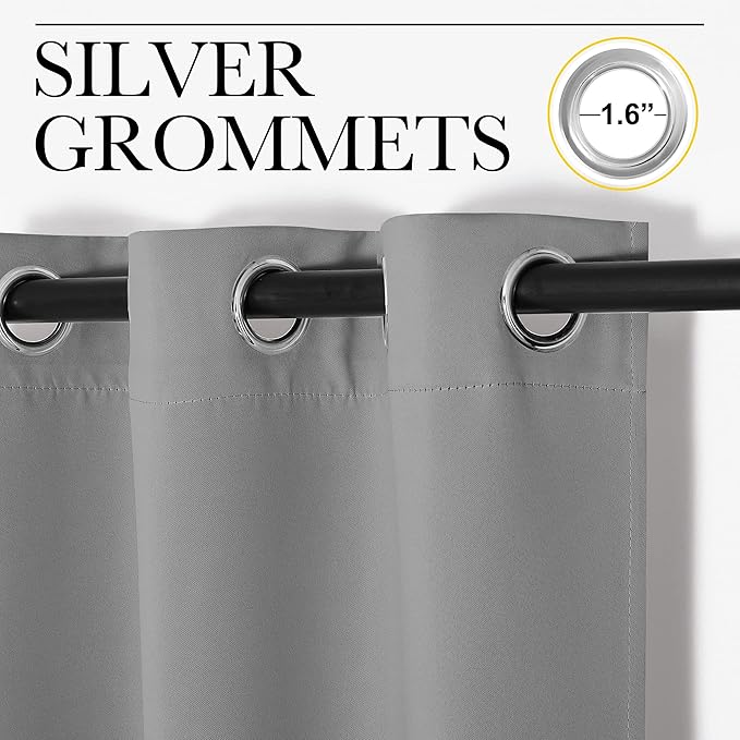 NICETOWN Silver Grey Room Darkening Curtain Panels 120" Long for RV, Play Room, Studio, 55" Width, 2 Panels, Heat Block Out and Keep Warm Drapes Window Treatment Drapes for Doorway Entryway Patio