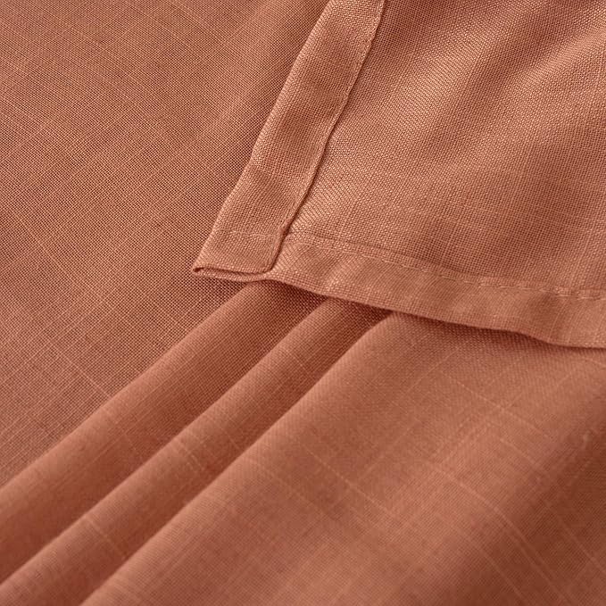 BGment Terracotta Linen Kitchen Curtains 36 Inch Length, Small Semi Sheer Textured Drapes Boho Rustic Decor for Bathroom Cafe Over Sink Rod Pocket Burnt Orange, 2 Panels, Each 30 Inch Wide