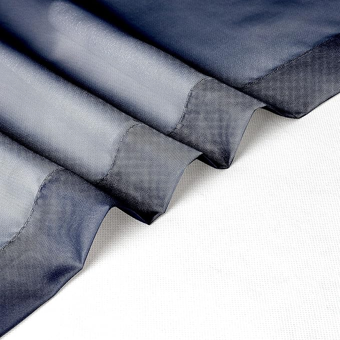 Chyhomenyc Navy Blue Sheer Curtains 30 inch Length 2 Panels, Light Filtering Voile Rod Pocket Short Window Curtians for Bathroom Living Room Farmhouse Small Windows, 42Wx30L inches